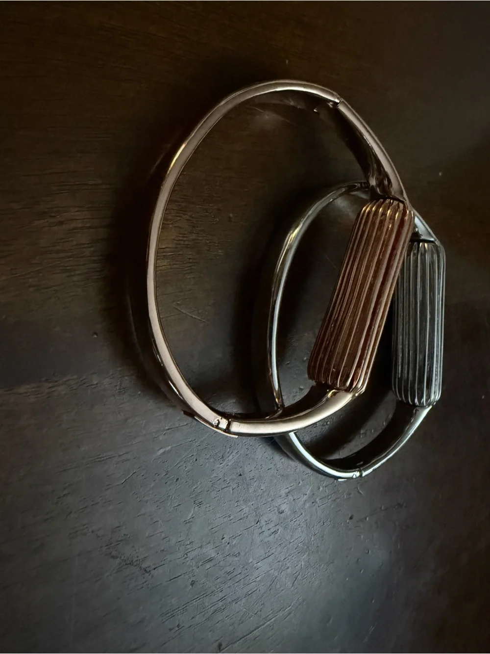 Fitbit Flex 2 Ribbed Metal Hinged Bangle Bracelet - Rose Gold and Silver